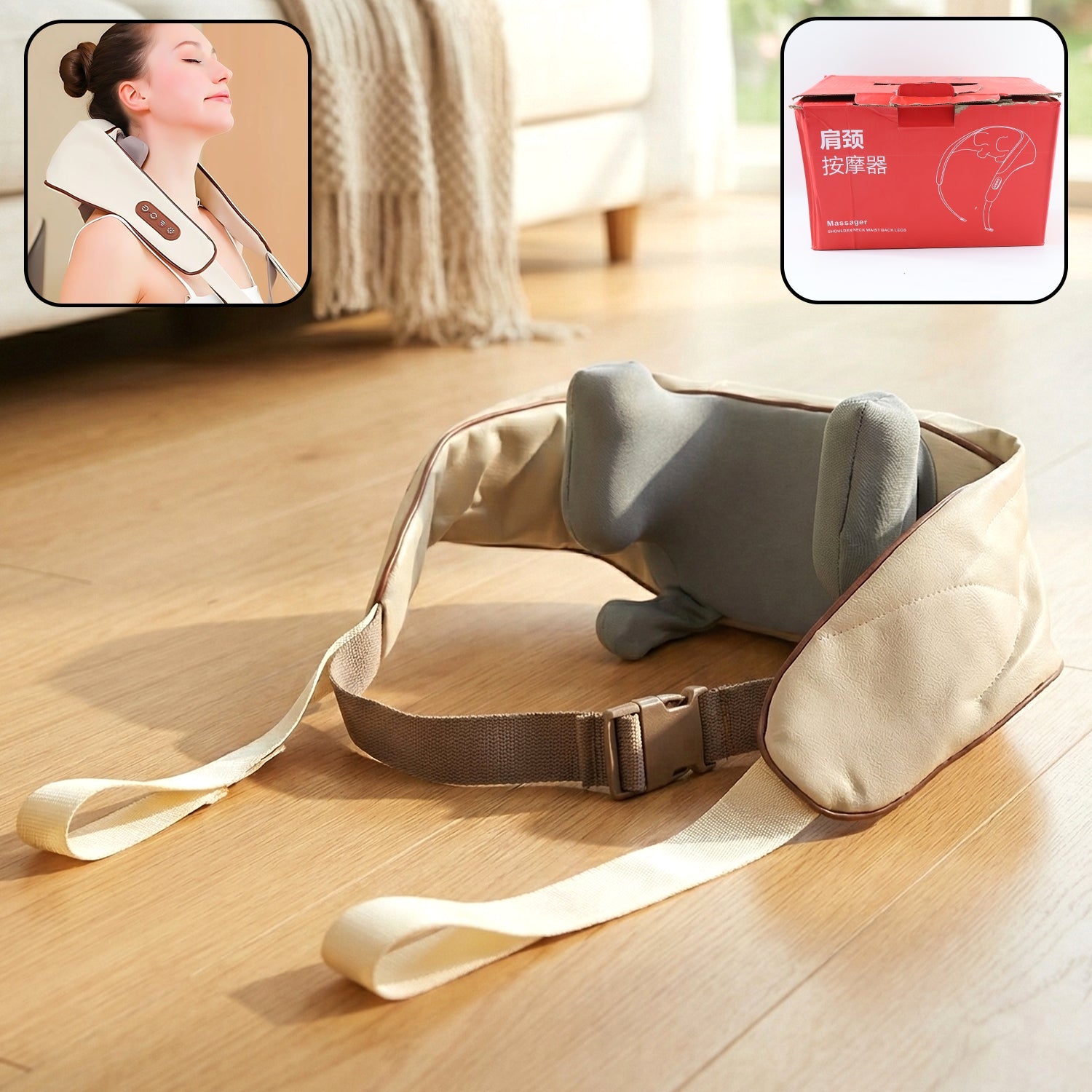 Front view of Neck & Shoulder Massager Belt showing ergonomic design