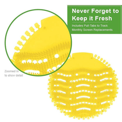 Urinal deodorizing mat kit with two pieces for easy replacement and hygiene maintenance.