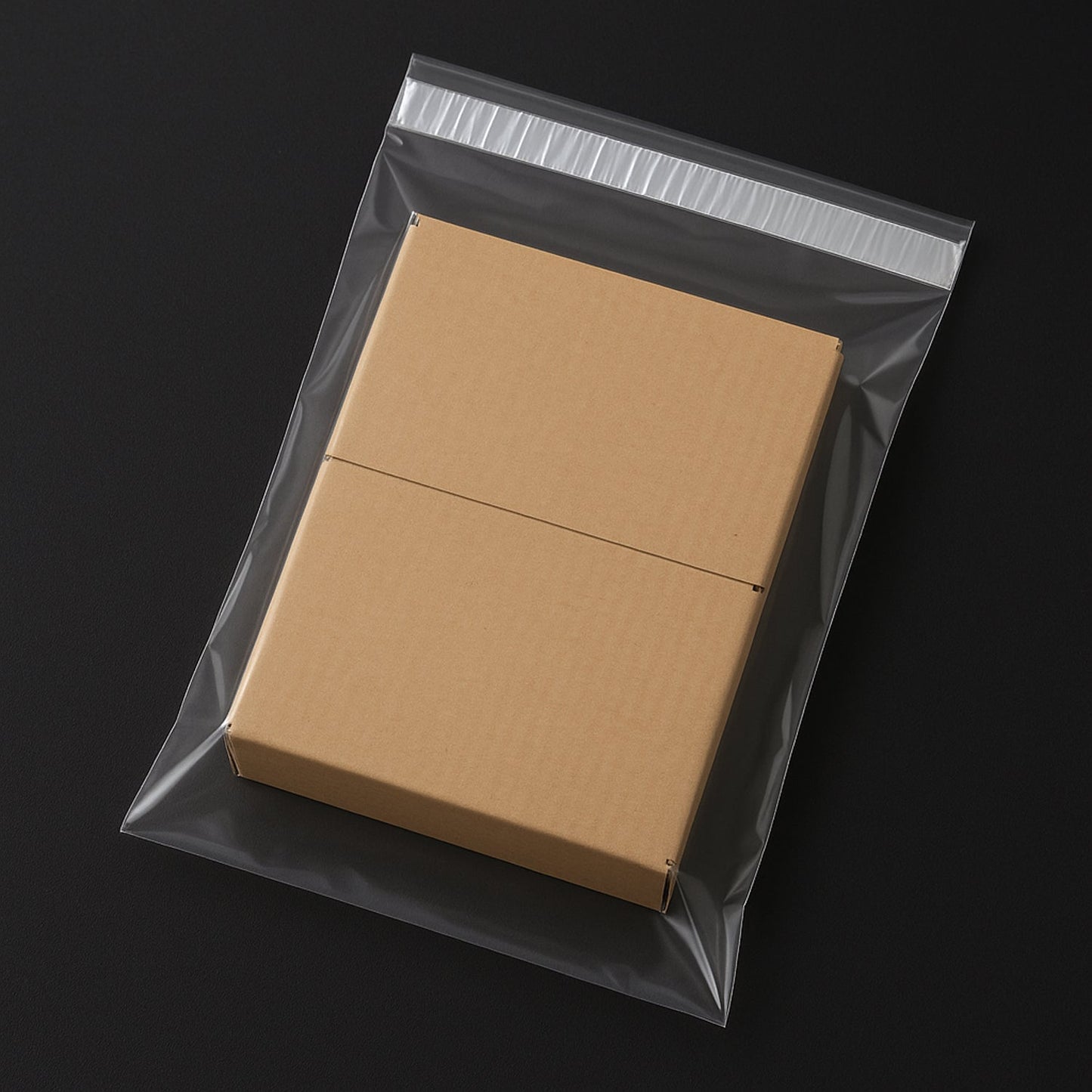 Single self-adhesive polybag showing matte finish surface for labeling