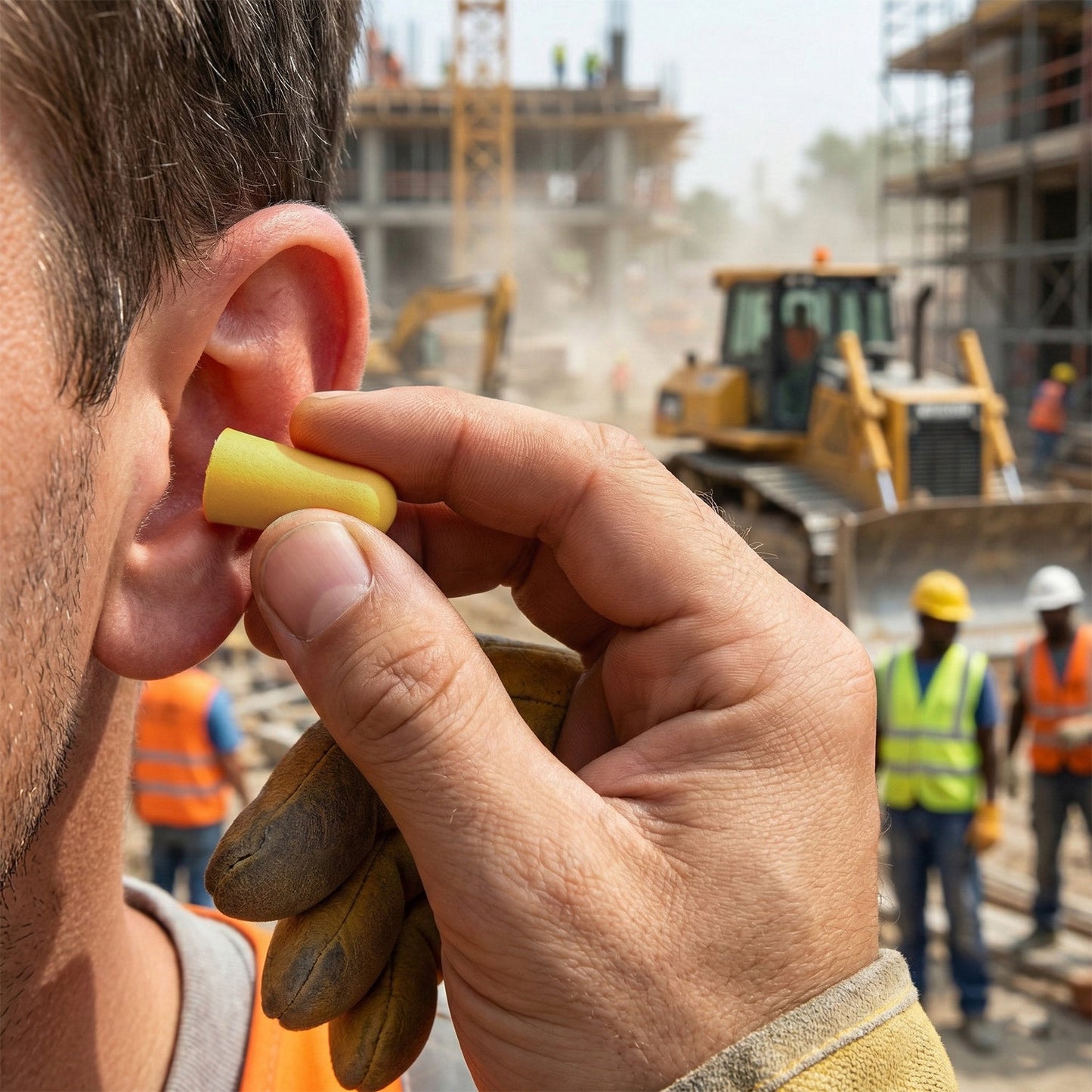 Travel-friendly foam ear plugs blocking ambient noise