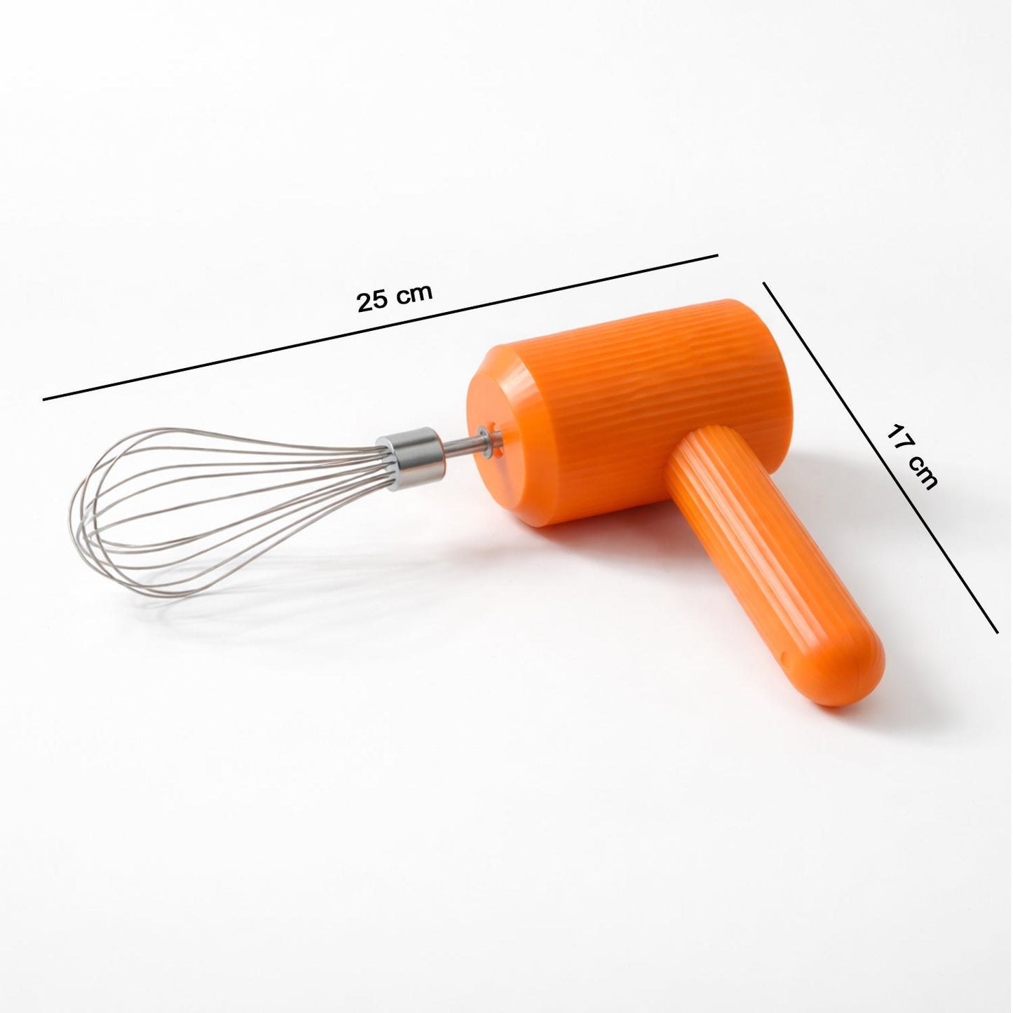 Side view of electric handheld whisk mixer showing ergonomic handle