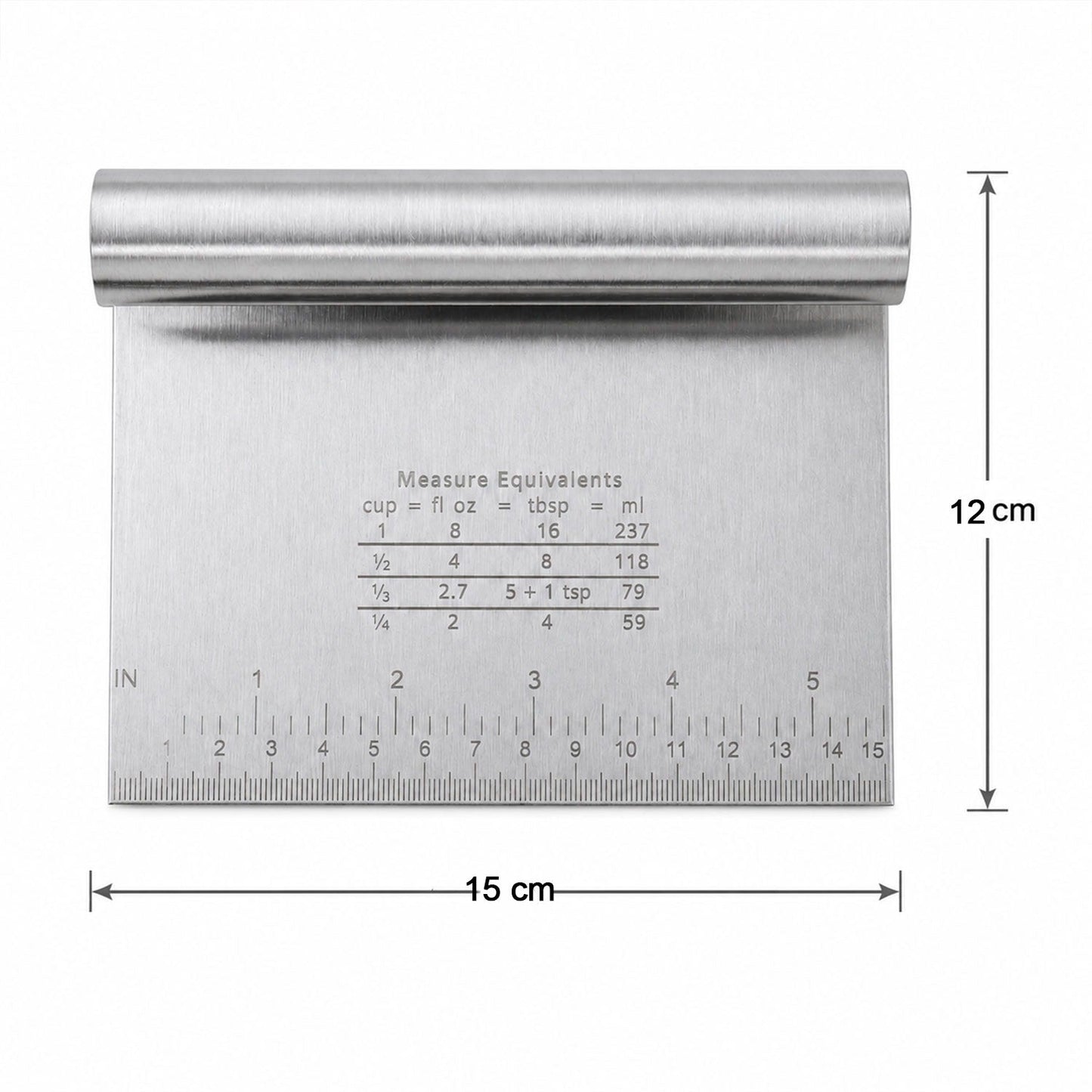 Multipurpose steel scraper for dough, icing and cleaning
