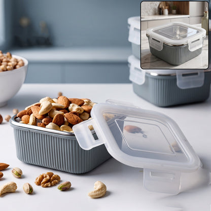 Square Stainless Steel Food Storage Container – 400ml Airtight