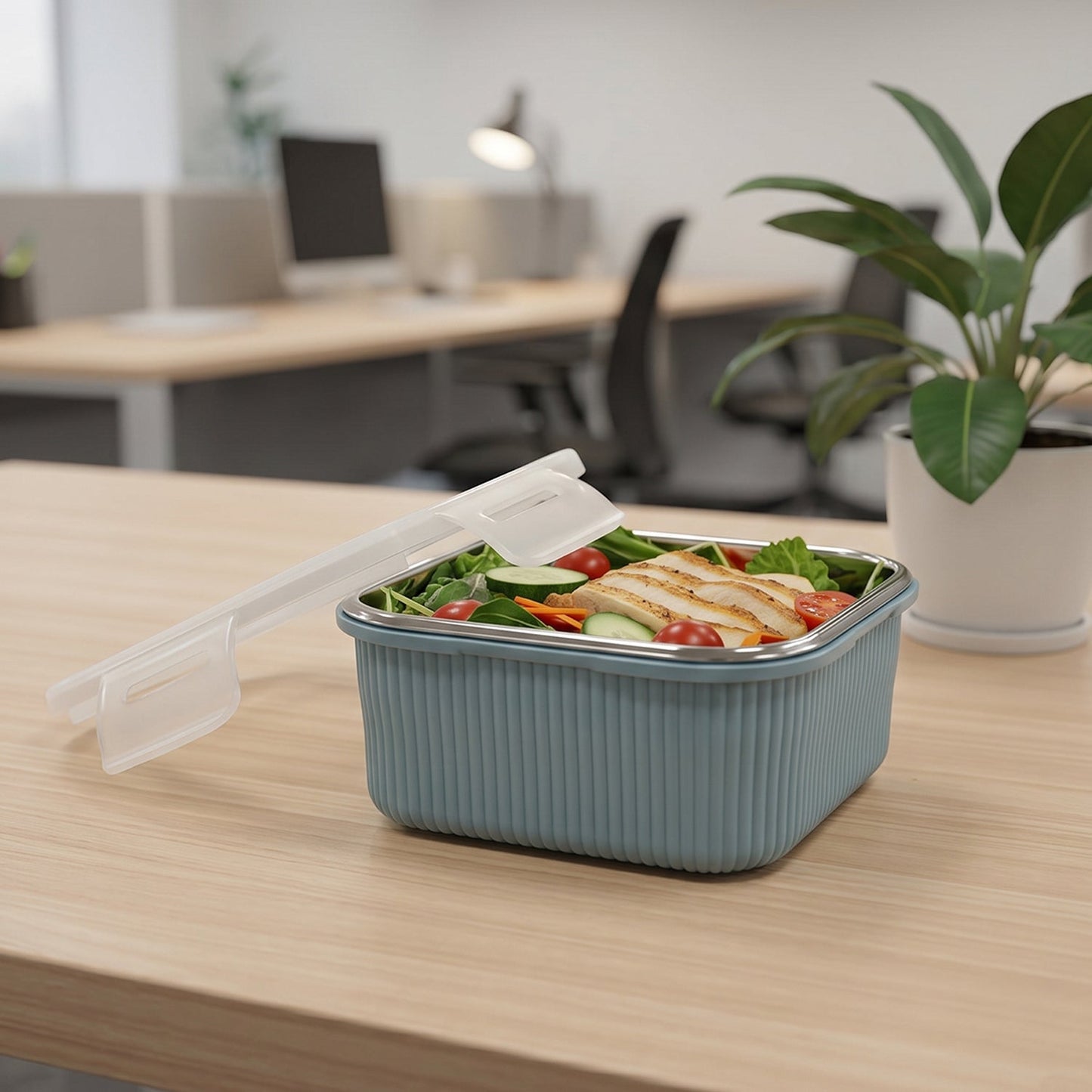 Square Stainless Steel Food Storage Container – 400ml Airtight