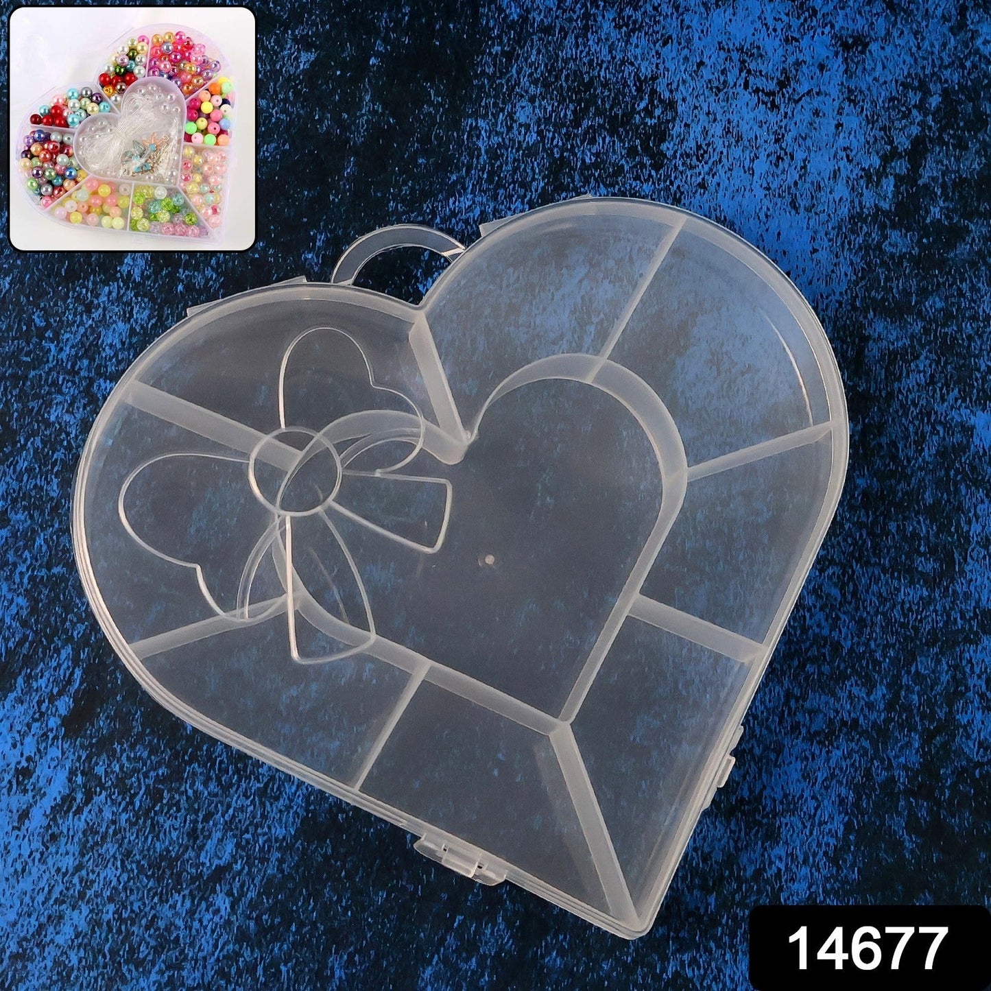 Open heart-shaped jewellery organizer box showing compartments for beads in India