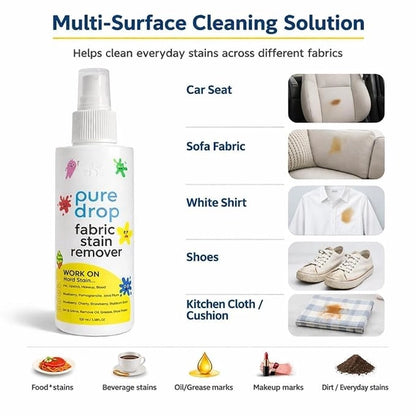 Enspire Goodies Pure Drop Fabric Stain Remover Spray 100ml, Food Stain Remover for Clothes, Fresh Stain Cleaner for All Fabrics, Everyday Laundry Care Solution (Pack of 2)