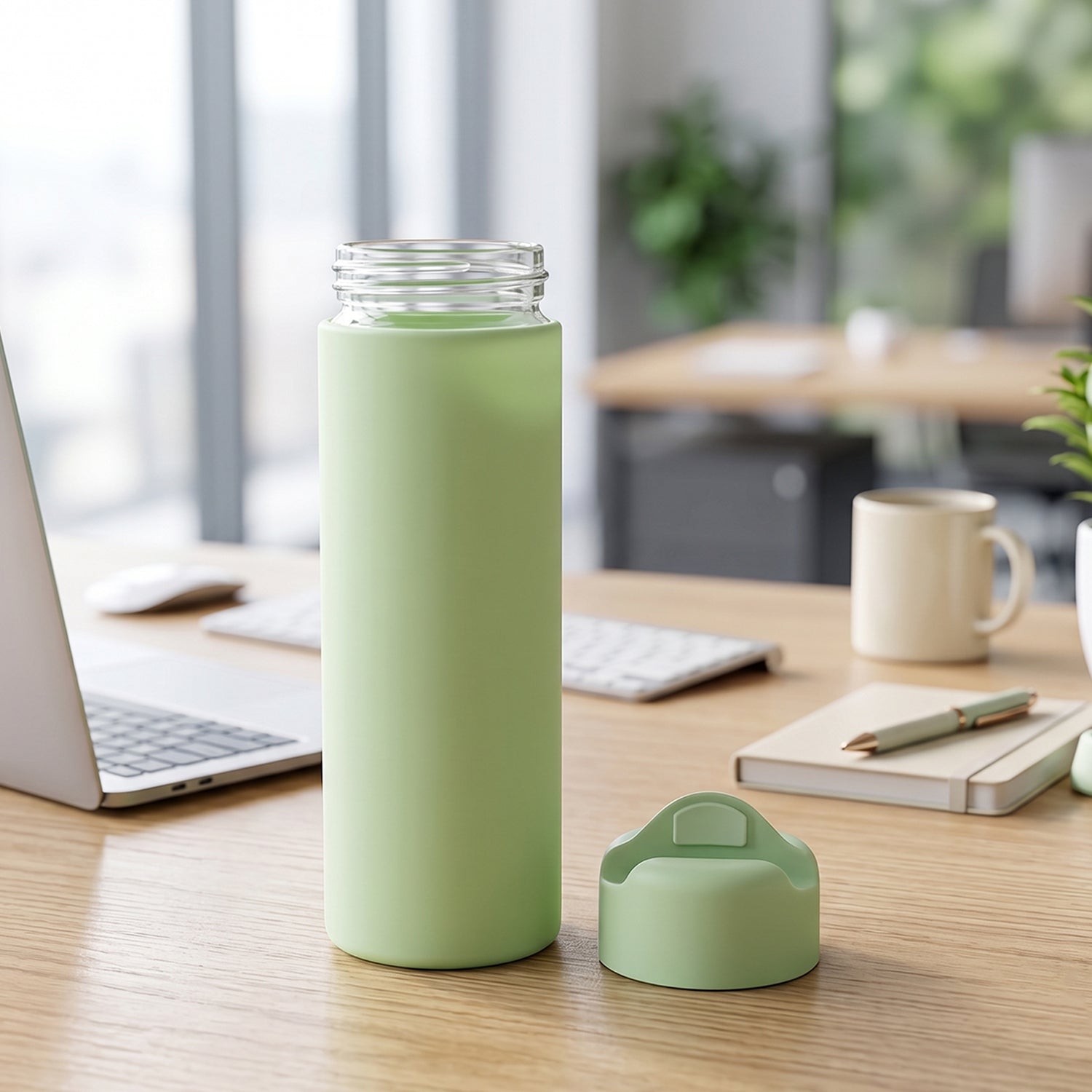 Glass bottle office desk use