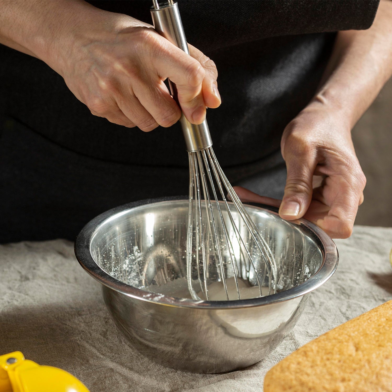 Medium stainless steel balloon whisk with hanging loop for kitchen storage